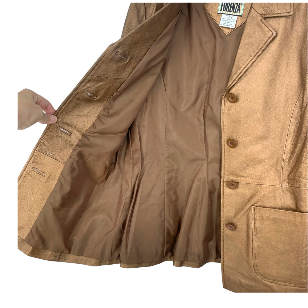 Vintage 1980's Forenza x The Limited Sz 8 Copper Leather 4 Button Blazer Jacket - Picture 6 of 7